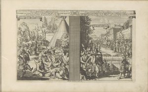 Medici in Arclada; Gesuita rasato da un doganiere a Golkonda (serie Les Indes Orientales et Occidentales et autres) da Romeyn de Hooghe