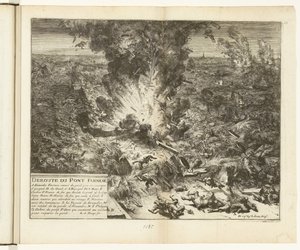 Esplosione del ponte di barche di Parma sullo Schelda, 1585 da Romeyn de Hooghe