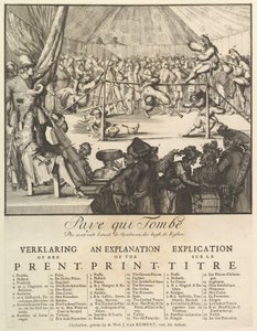 Paye qui Tombe: Die eerst valt betaelt de Speelman, die laest, de Kosten La caduta di... da Romeyn de Hooghe