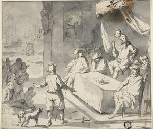 Scena dalla storia olandese: Supplicanti davanti al sovrano da Romeyn de Hooghe