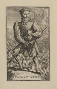 Thomas Muntzer (verso 1489-1525), prete itinerante e capo religioso della guerra dei contadini in Germania - Barocco: Ritratto di Thomas Muentzer da Romeyn de Hooghe