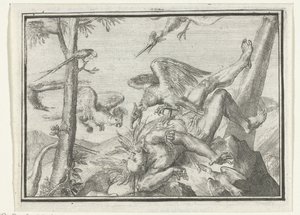 Pagina del titolo per il pamphlet: De Geplukte Tapoeijer, 1702 da Romeyn de Hooghe