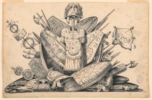 Disegno, Trofeo di armi, 1830-1850 da Romolo Achille Liverani