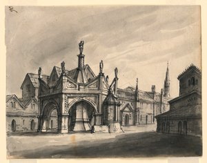 Scenografia, esterno di edifici gotici da Romolo Achille Liverani