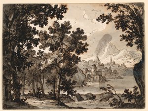 Scenografia: paesaggio con capanna, per l