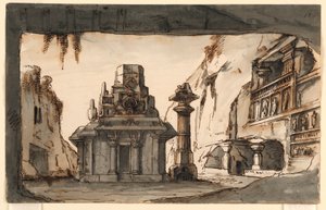 Scenografia, edifici orientali tra grotte e rocce