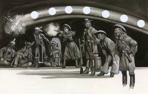 Annie Oakley dimostra la sua abilità nel tiro a segno da Ron Embleton