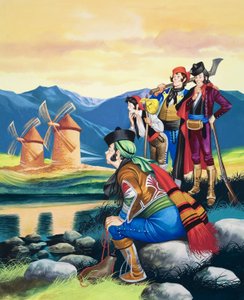 Vele dei mulini a vento, illustrazione da "Michael and the Mighty Men" (gouache su carta)