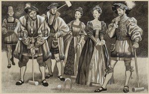 Francesco I (1494-1547) Giocare a croquet (gouache su carta) da Ron Embleton