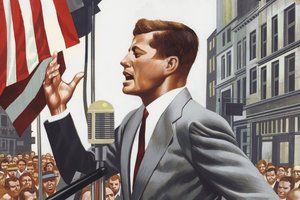 John Kennedy che parla (gouache su carta)