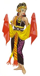 Mata Hari dancing (gouache on paper)