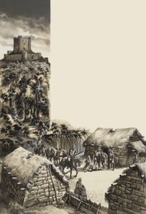 Villaggio medievale (gouache su carta) da Ron Embleton