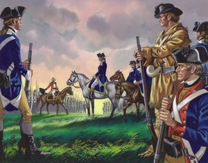 Resa del generale Cornwallis al comandante americano a Yorktown, Virginia, il 19 ottobre 1781 () (gouache su carta) da Ron Embleton