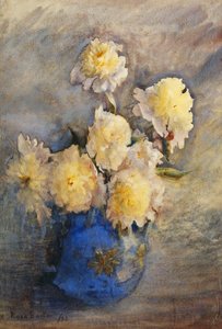 Peonie in un vaso blu