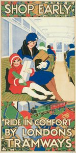 Compra Presto, Viaggia Comodo con i Tram di Londra, poster del Consiglio della Contea di Londra, 1928