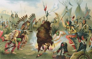 Danza di Guerra dei Sioux, da The History of Mankind di Prof. Friedrich Ratzel, pub. nel 1904