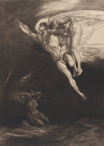 Lucifero porta Caino nello spazio finito, da Otto incisioni su Caino di Byron, 1919-1920 da Rudolf Jettmar