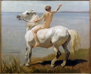 Ragazzo su cavallo bianco
