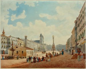 La piazza principale di Linz da Rudolf von Alt