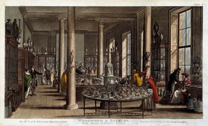 Veduta interna di un negozio di porcellane Wedgwood a Londra, litografia di R. Ackermann da Rudolph Ackermann
