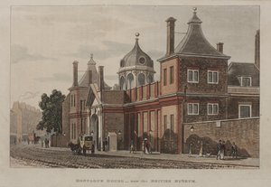 Veduta del British Museum, Holborn con scena di strada, c.1810 da Rudolph Ackermann