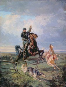 Cacciatore con i Borzoi, 1872 da Rudolph Frenz