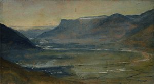 Veduta di Etschtal sulla Mendola (olio su carta su cartone) da Rudolph Friedrich Wasmann