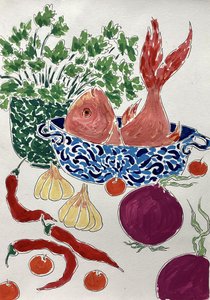 Pesce fresco e verdure da Rushati Chowdhury