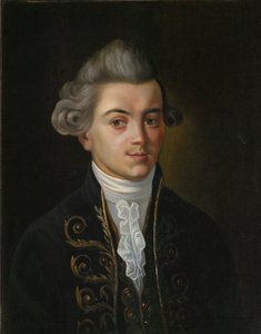Ritratto del favolista Ivan Khemnitser, 1745-1784, pittura russa del XIX secolo da Russian Master.