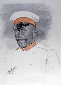 Generale Anatoli Stoessel Comandante di Port Arthur Square, pastello di Kraftshenko da Russian School