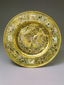 Piatto di proprietà dello zar Alessio Michajlovič Romanov (1629-1676) c.1675 (oro e smalto) da Russian School