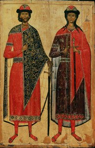 San Boris e San Gleb, icona russa, Scuola di Mosca, XIV secolo da Russian School