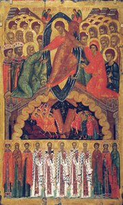 La discesa agli inferi, con santi selezionati da Russian icon.