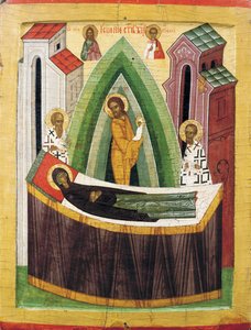 La Dormizione della Vergine, inizio XV secolo da Russian icon.