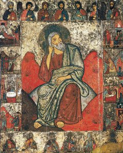 Il profeta Elia nel deserto con scene della sua vita e Deesis, XIII - primo terzo del XIV secolo da Russian icon.