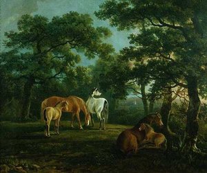 Cavalli in un paesaggio da S. and Barrett G. Gilpin