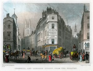 Cornhill e Lombard Street da Poultry, City of London, 1830