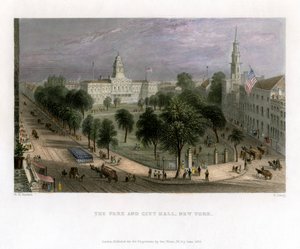 Il parco e il municipio, New York, USA, 1838