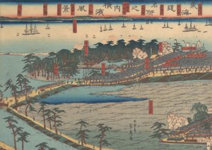 Vista paesaggistica a Yokohama da Sadahide Utagawa