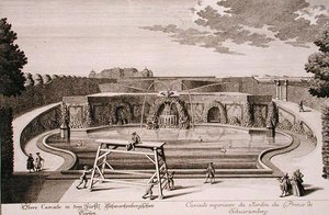 Grande fontana nel giardino del Principe di Schwarzenberg, Vienna, inciso da Georg-Daniel Heumann (1691-1759), pubblicato c.1724-37 da Salomon (after) Kleiner