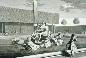 La fontana di Nettuno e Teti al Palazzo del Belvedere, Vienna, incisa da Jakob Gottlieb Thelott (c.1711-75), pubblicata c.1730-40 (incisione) da Salomon (after) Kleiner