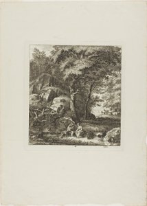 Coppia seduta in una radura da Salomon Gessner