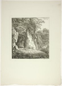 Pastori e pecore che si riposano sotto un ponte, tavola sette da Paysages Dédiés à M. Warelet da Salomon Gessner