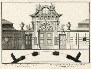 Pianta e prospetto della porta principale del castello inferiore su Rennweg da Salomon Kleiner