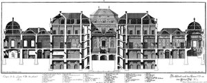 Sezione longitudinale del castello sul lato del cortile d