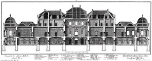 Sezione longitudinale del castello sul lato del giardino da Salomon Kleiner