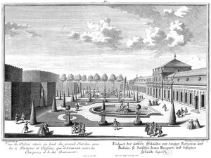 Prospetto del castello inferiore con il giardino adiacente da Salomon Kleiner