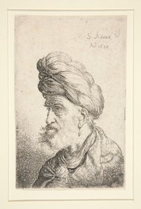 Busto di uomo con turbante da Salomon Koninck