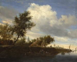 Traghetto vicino a Gorinchem da Salomon Ruysdael
