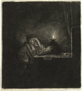 Studente a un tavolo alla luce di una candela da Salomon Savery